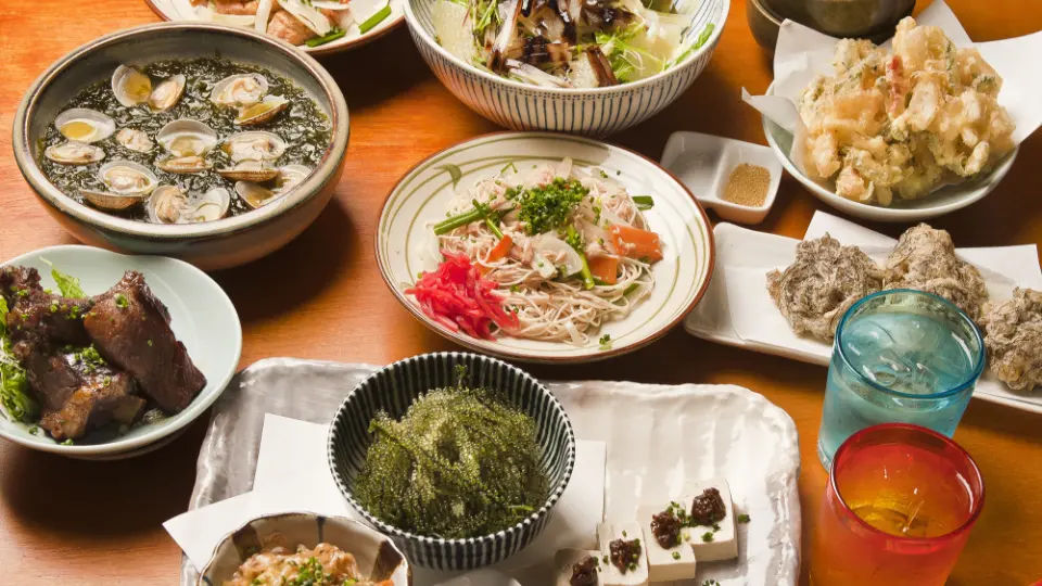 Try Okinawan culinary specialties at Onna no Eki Nakayukui Market (Onna Village)