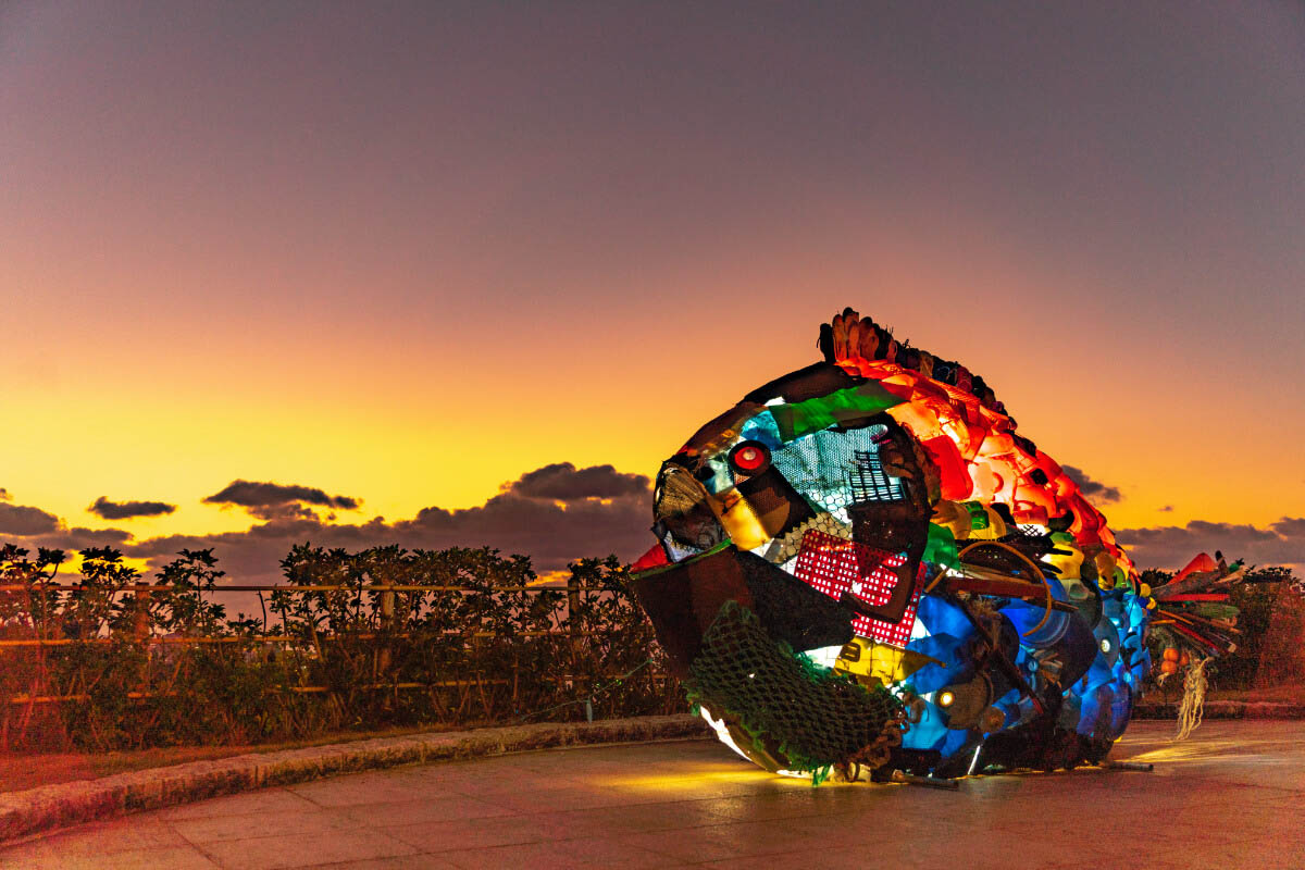 glass art sunset