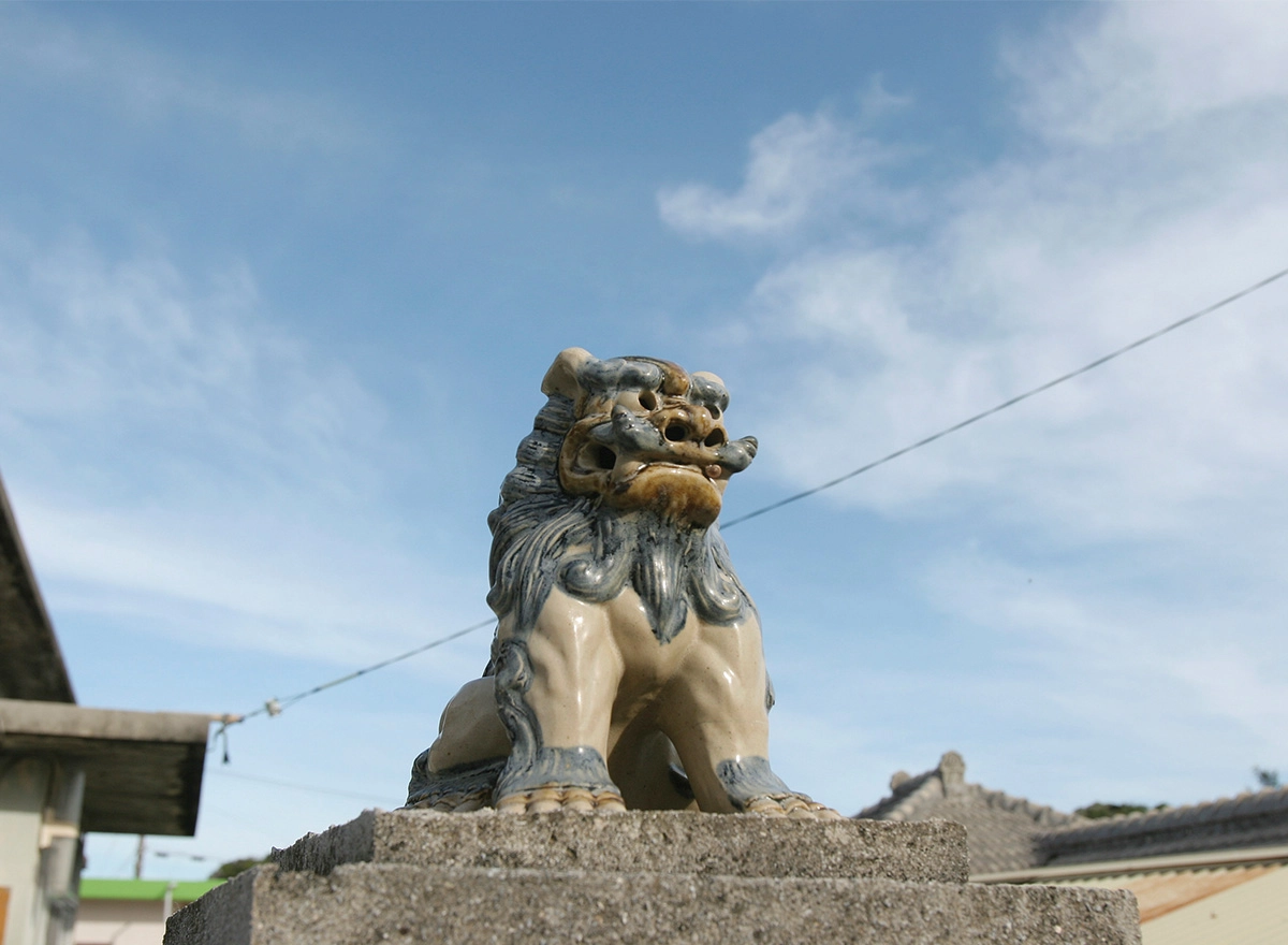 stone guardian lion statue