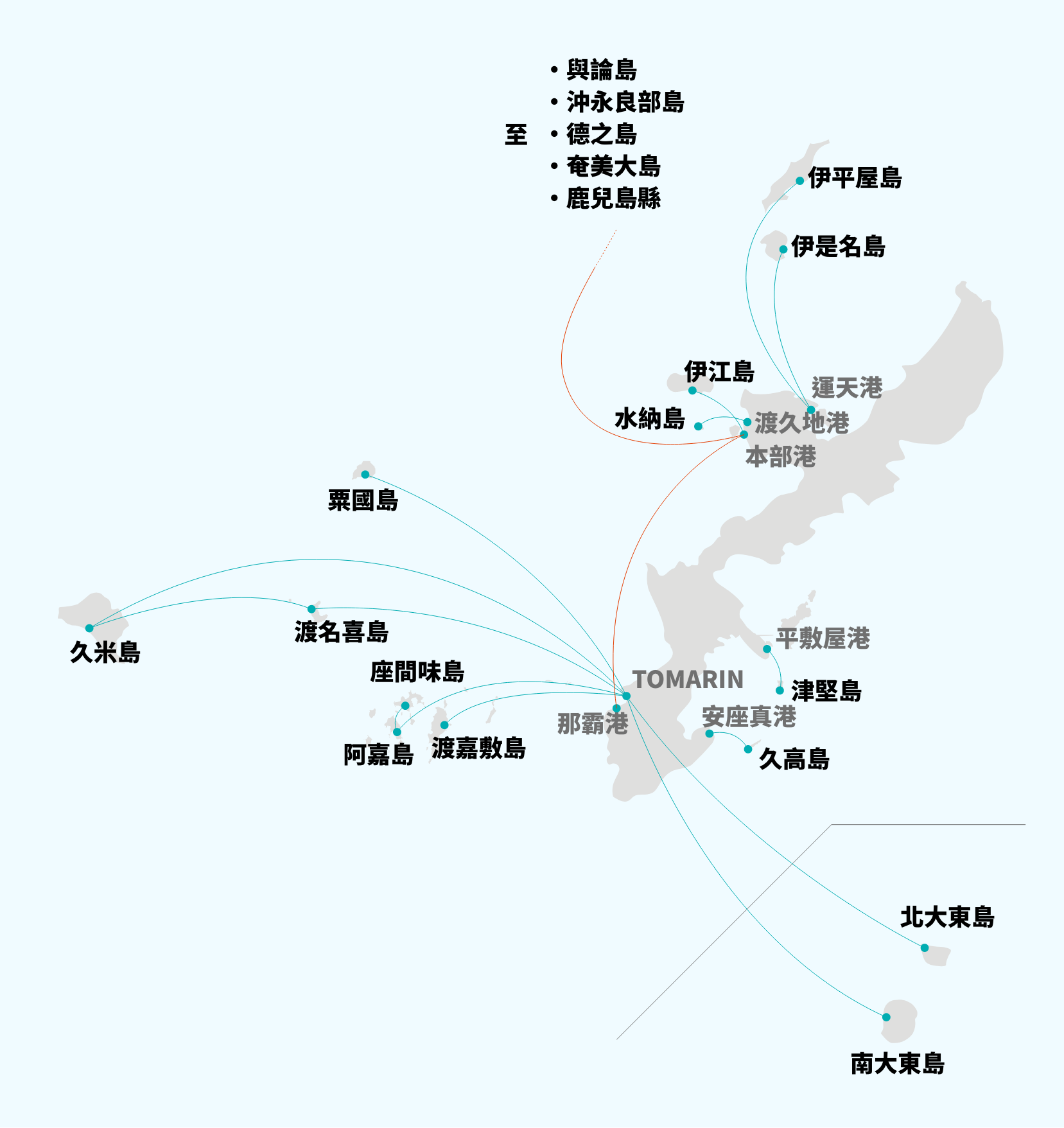 本島附近的航海路線圖